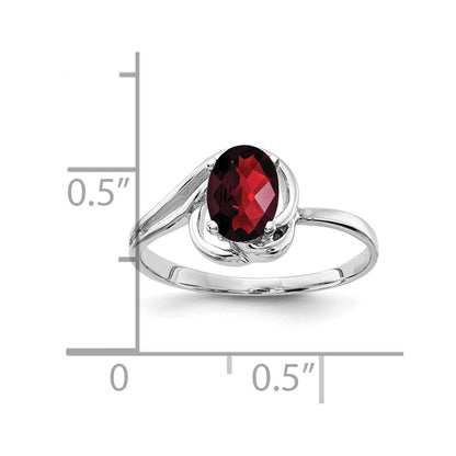 14k white gold 7x5mm oval garnet checker ring x9683gc