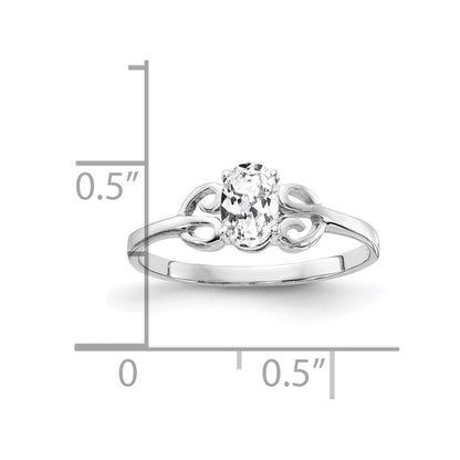 14k White Gold 6x4mm Oval Cubic Zirconia ring