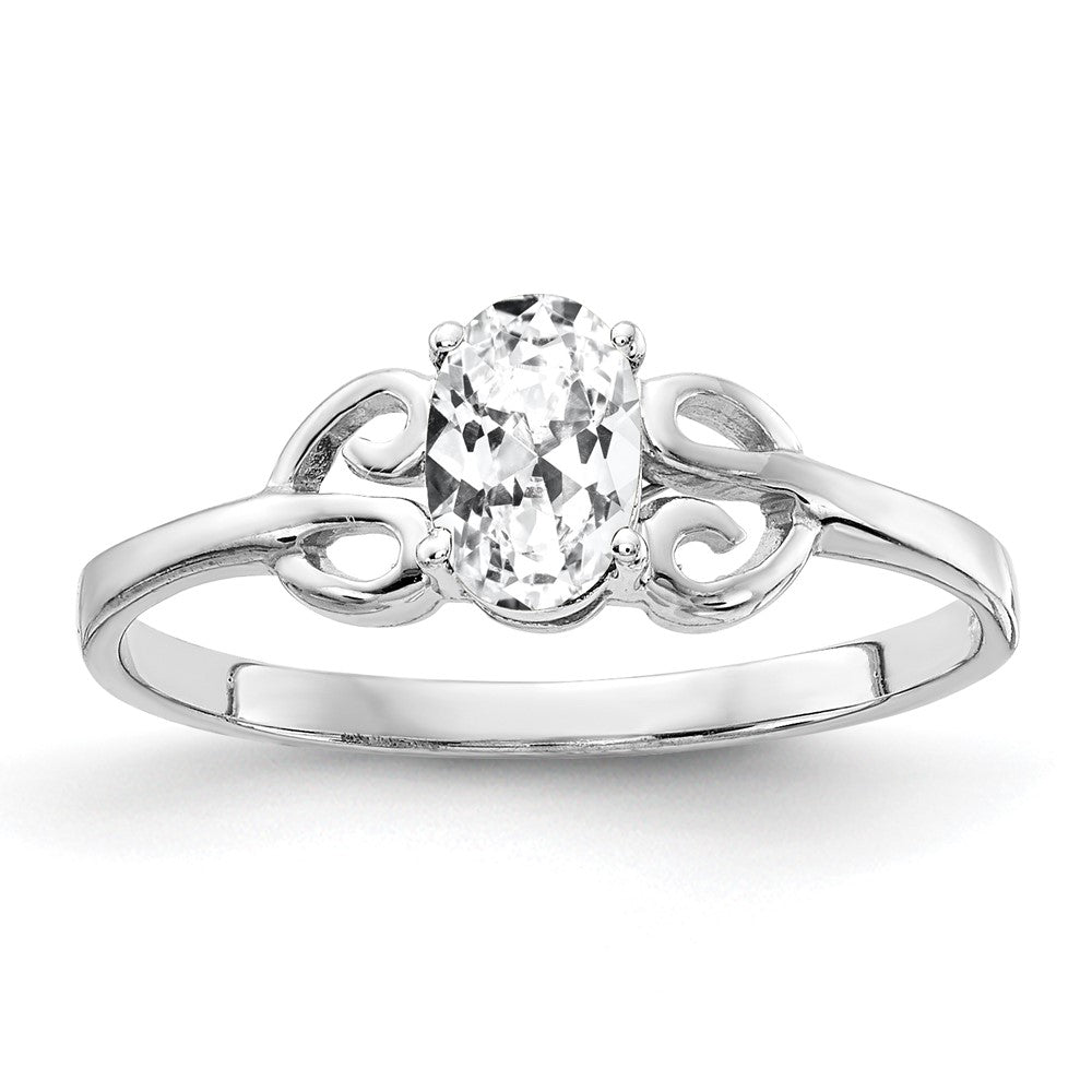 14k White Gold 6x4mm Oval Cubic Zirconia ring
