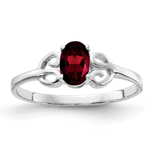 Solid 14k White Gold 6x4mm Oval Simulated Garnet Ring