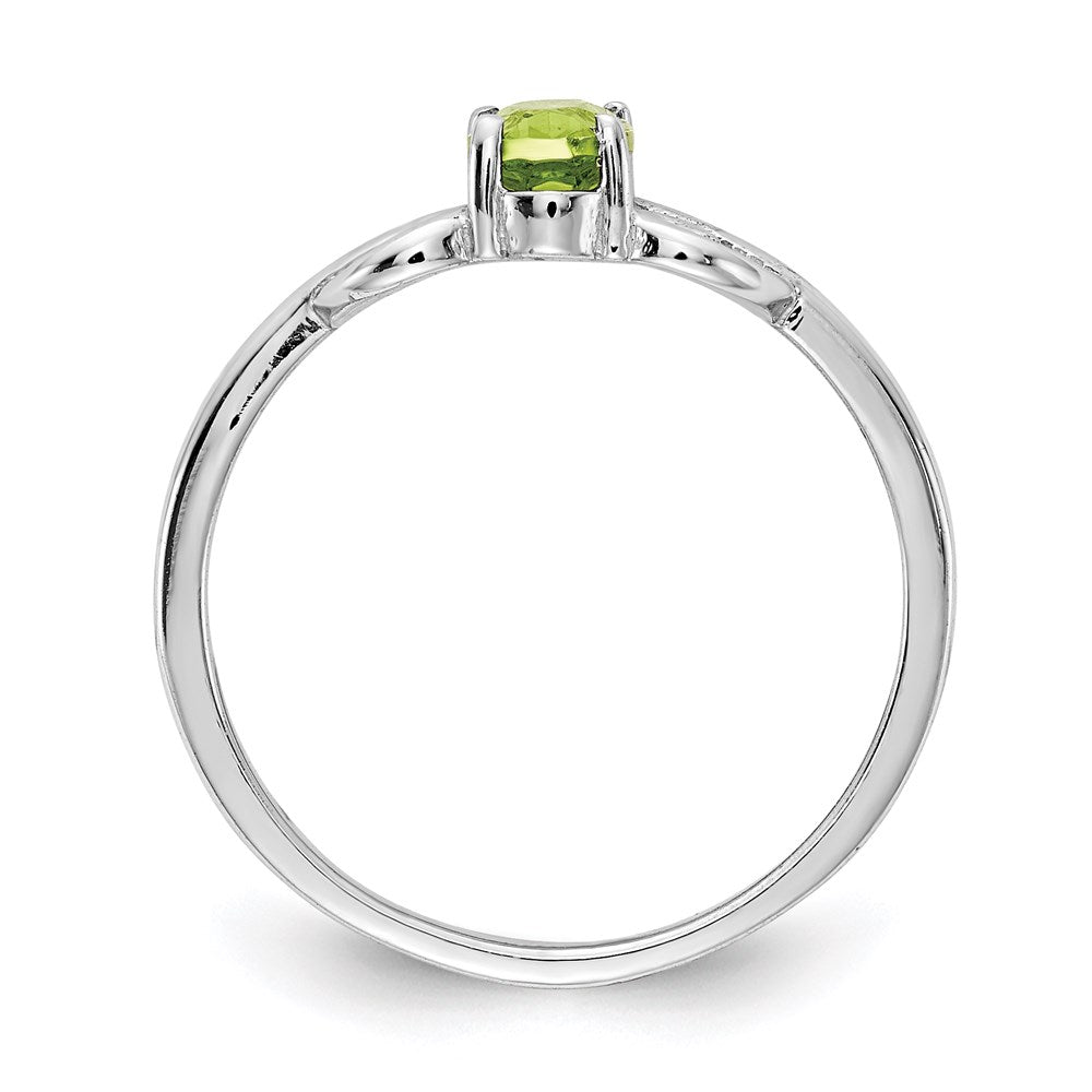 14k white gold 6x4mm oval peridot checker ring x9687pc