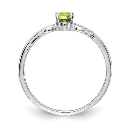 14k white gold 6x4mm oval peridot checker ring x9687pc
