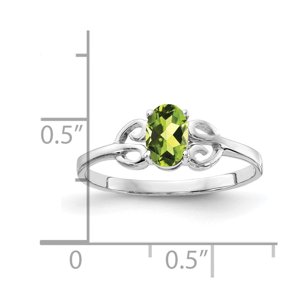 14k white gold 6x4mm oval peridot checker ring x9687pc