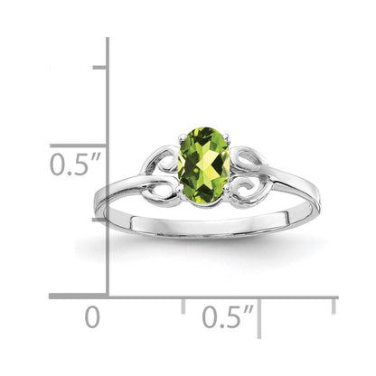 14k white gold 6x4mm oval peridot checker ring x9687pc