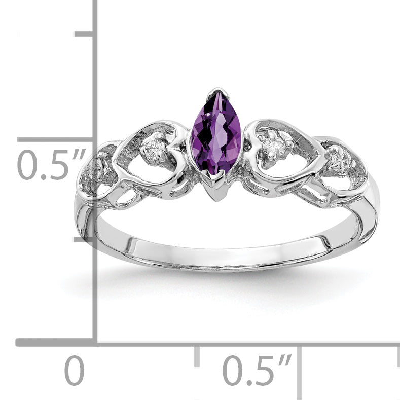 Solid 14k White Gold 6x3mm Marquise Simulated Amethyst VS CZ Ring