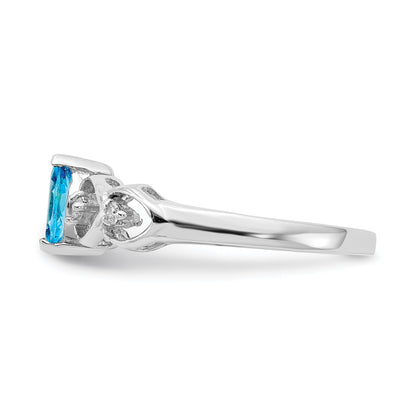 Solid 14k White Gold 6x3mm Marquise Simulated Blue Topaz AA CZ Ring