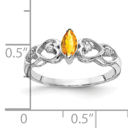 Solid 14k White Gold 6x3mm Marquise Simulated Citrine AA CZ Ring