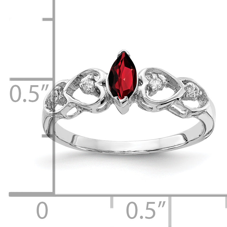 Solid 14k White Gold 6x3mm Marquise Simulated Garnet AA CZ Ring