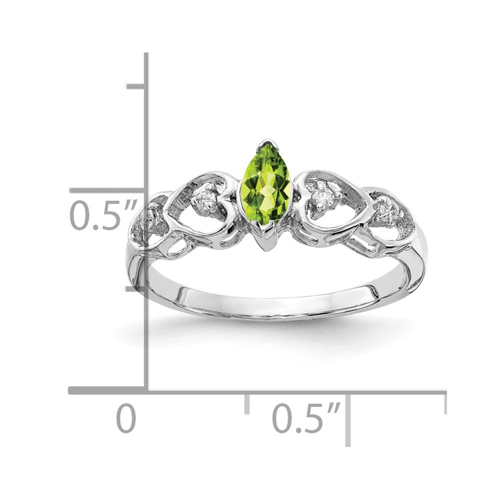 14k White Gold 6x3mm Marquise Peridot VS Real Diamond ring