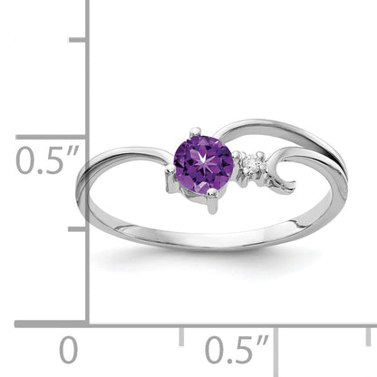 Solid 14k White Gold 4mm Simulated Amethyst AA CZ Ring