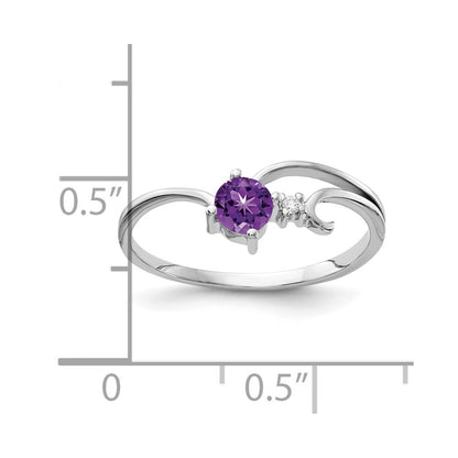 14k White Gold 4mm Amethyst AA Real Diamond ring