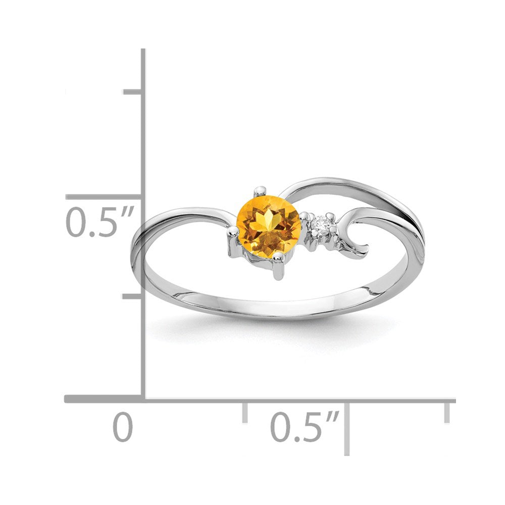 Solid 14k White Gold 4mm Simulated Citrine A CZ Ring