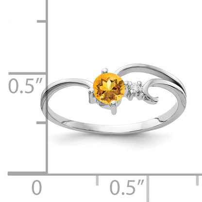 Solid 14k White Gold 4mm Simulated Citrine AAA CZ Ring
