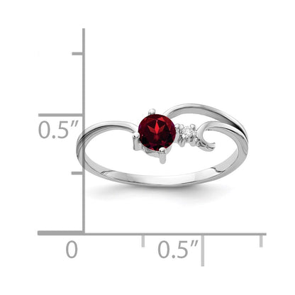 14k White Gold 4mm Garnet VS Real Diamond ring