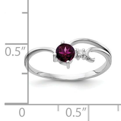 Solid 14k White Gold 4mm Rhodolite Simulated Garnet A CZ Ring