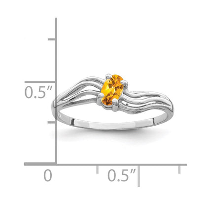 14k White Gold 5x3mm Oval Citrine ring