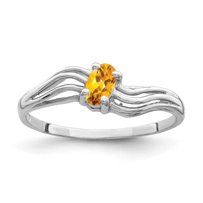 14k White Gold 5x3mm Oval Citrine ring