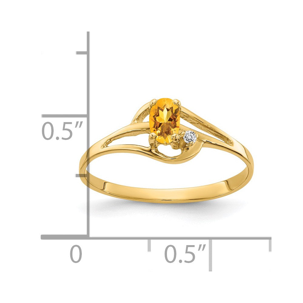 14K Yellow Gold 5x3mm Oval Citrine AAA Real Diamond ring