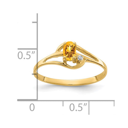 14K Yellow Gold 5x3mm Oval Citrine A Real Diamond ring