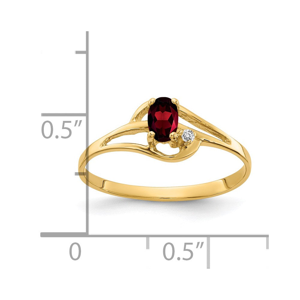 14K Yellow Gold 5x3mm Oval Garnet AA Real Diamond ring