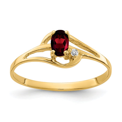 Solid 14k Yellow Gold 5x3mm Oval Simulated Garnet AAA CZ Ring