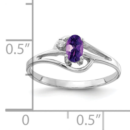 Solid 14k White Gold 5x3mm Oval Simulated Amethyst AA CZ Ring