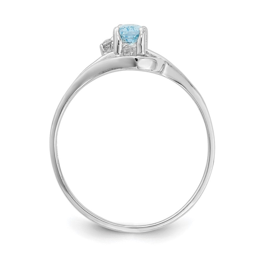 Solid 14k White Gold Simulated Blue Topaz CZ Ring