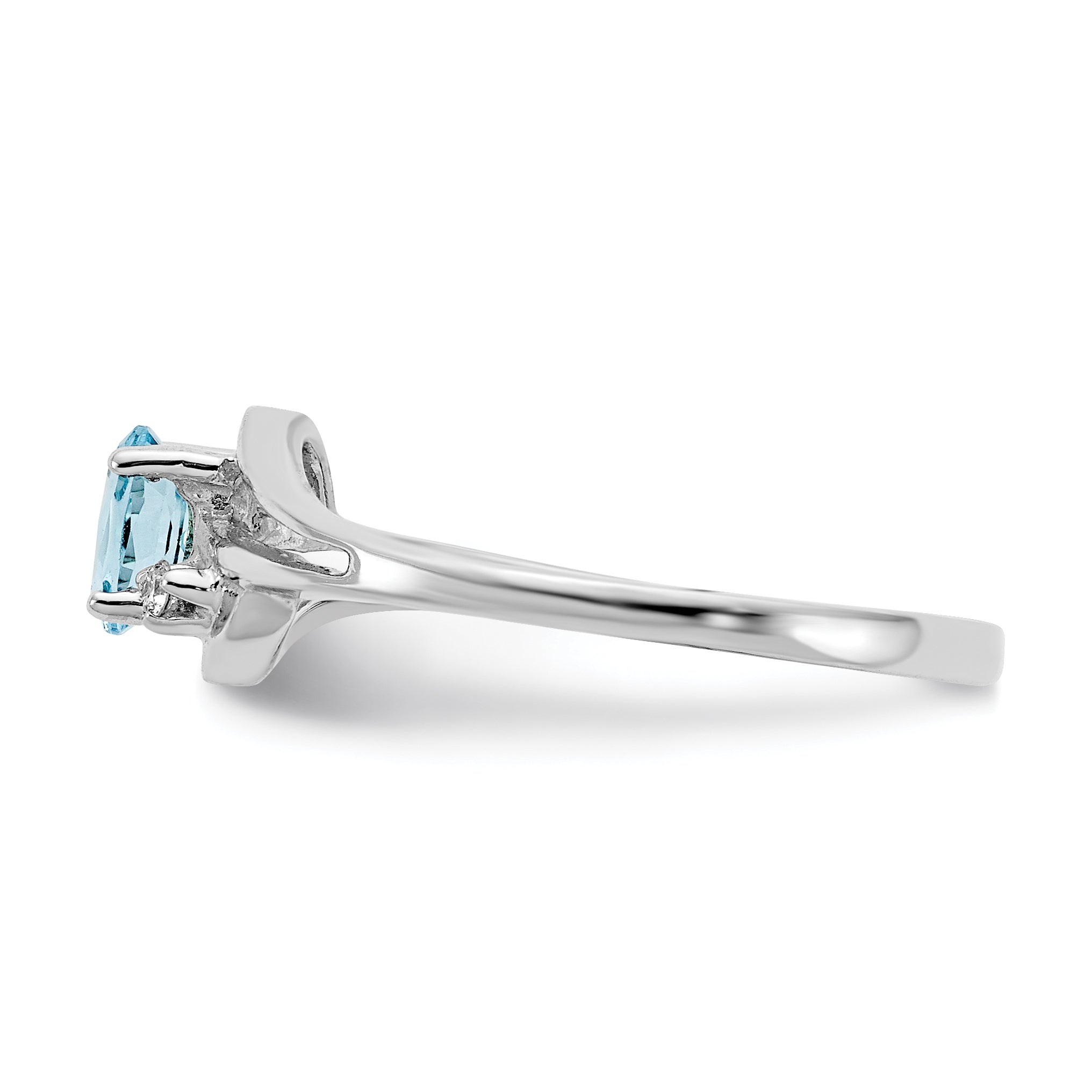 Solid 14k White Gold 8x4mm Marquise Simulated Blue Topaz VS CZ Ring