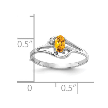 14k White Gold 5x3mm Oval Citrine A Real Diamond ring