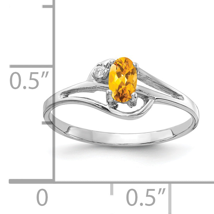 Solid 14k White Gold 5x3mm Oval Simulated Citrine VS CZ Ring