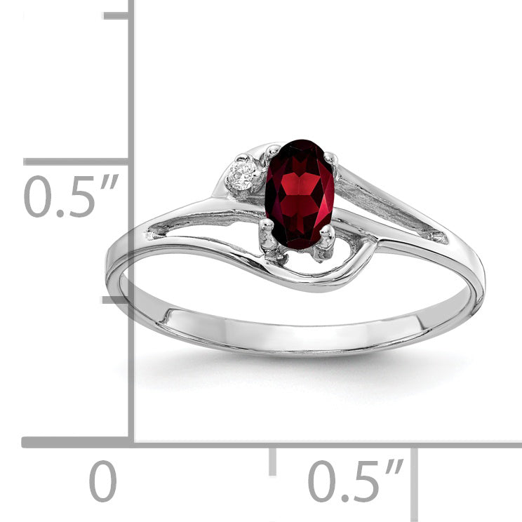 Solid 14k White Gold 5x3mm Oval Simulated Garnet AA CZ Ring