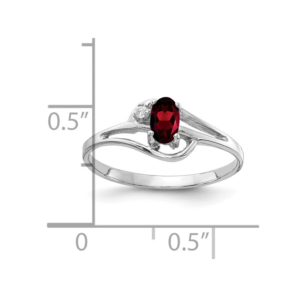 Solid 14k White Gold 5x3mm Oval Simulated Garnet A CZ Ring