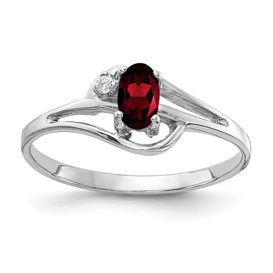 Solid 14k White Gold 5x3mm Oval Simulated Garnet A CZ Ring
