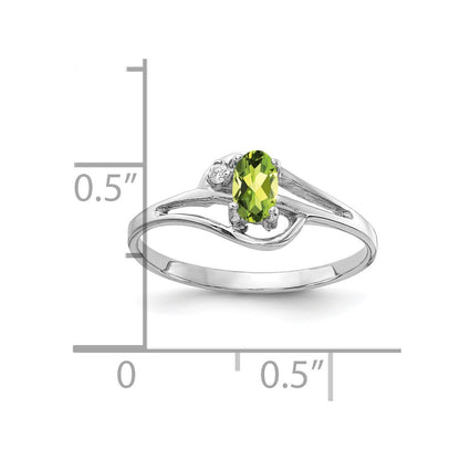 14k White Gold 5x3mm Oval Peridot A Real Diamond ring