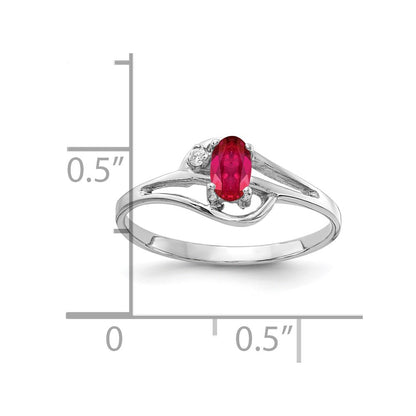 14k White Gold 5x3mm Oval Ruby VS Real Diamond ring