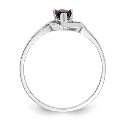 Solid 14k White Gold 5x3mm Pear Simulated Amethyst VS CZ Ring