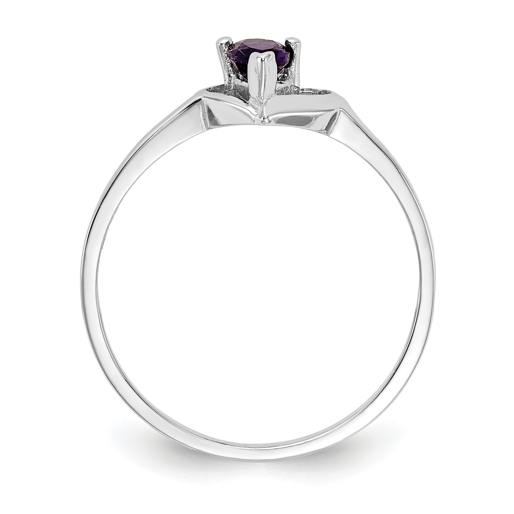 Solid 14k White Gold 5x3mm Pear Simulated Amethyst AAA CZ Ring