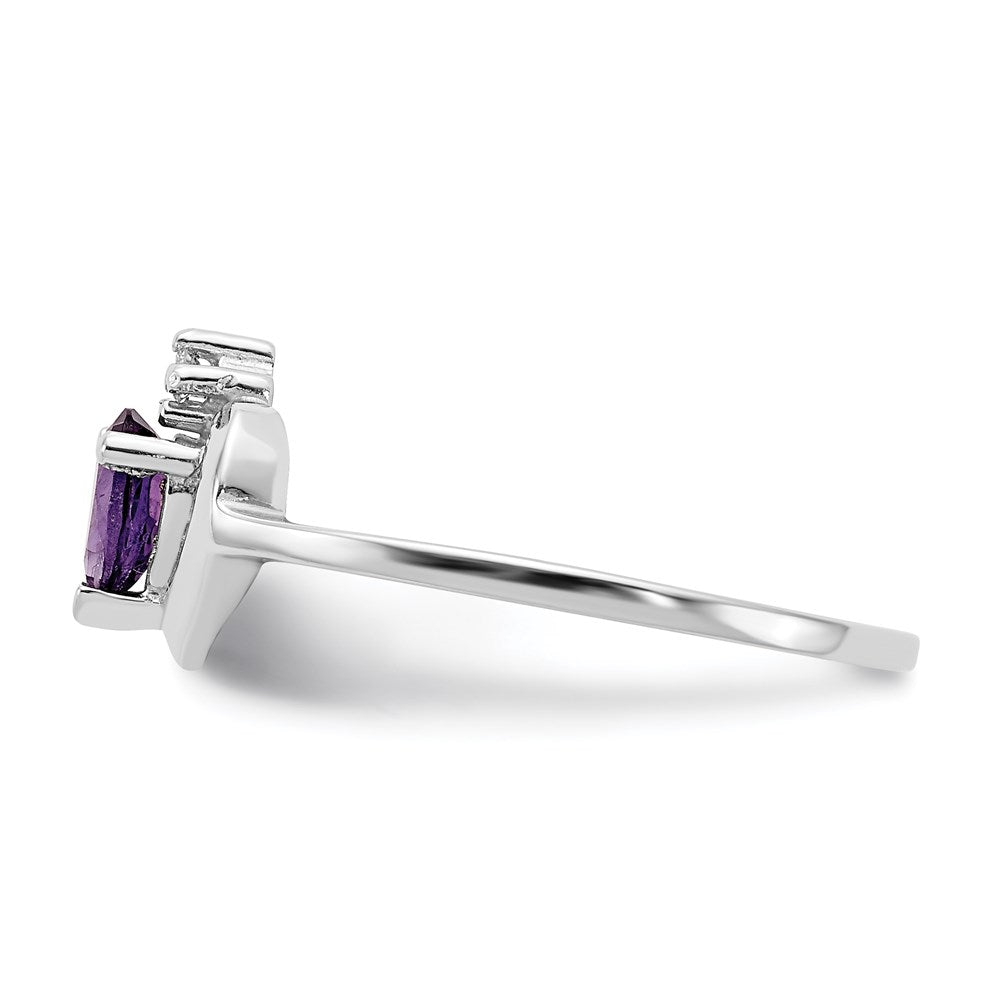 14k White Gold 5x3mm Pear Amethyst A Real Diamond ring