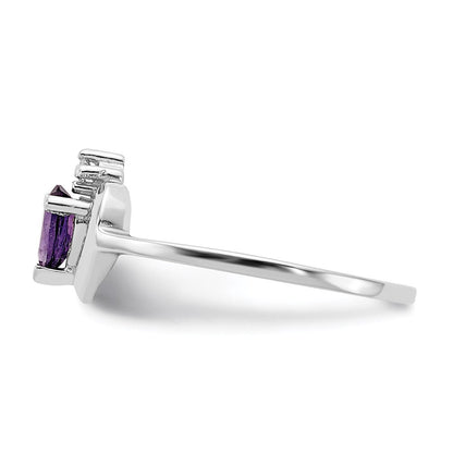 14k White Gold 5x3mm Pear Amethyst A Real Diamond ring