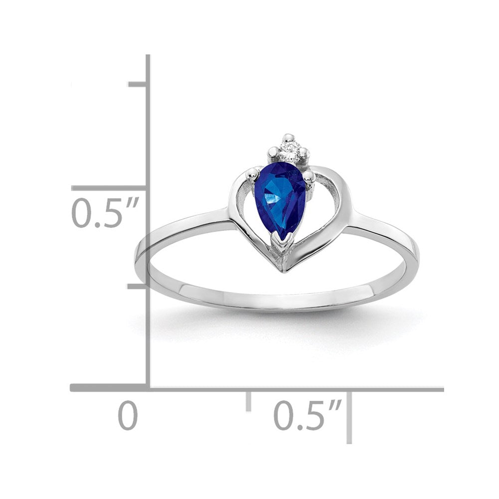 14k White Gold 5x3mm Pear Sapphire AAA Real Diamond ring