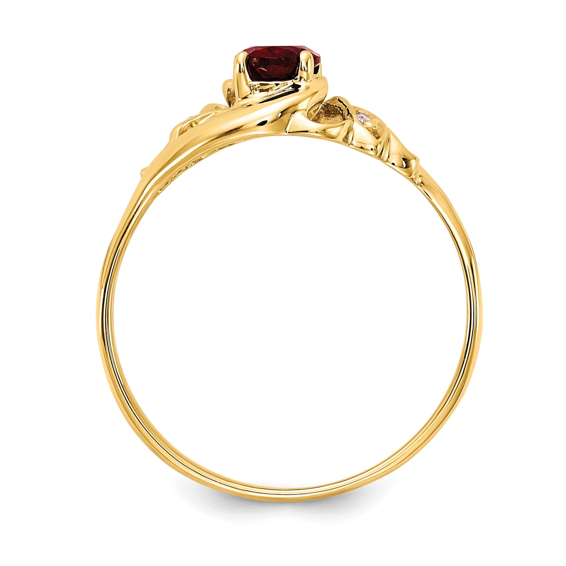 Solid 14k Yellow Gold 6x4mm Oval Simulated Garnet AA CZ Ring