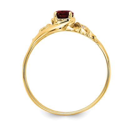 Solid 14k Yellow Gold 6x4mm Oval Simulated Garnet AA CZ Ring
