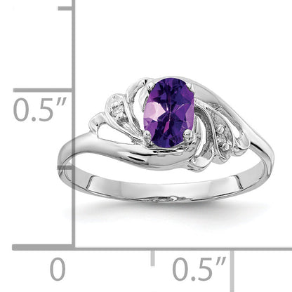 Solid 14k White Gold 6x4mm Oval Simulated Amethyst VS CZ Ring