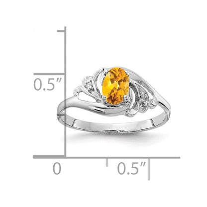 14k white gold 6x4mm oval citrine checker a real diamond ring x9717cc a