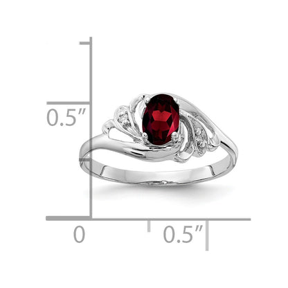 14k White Gold 6x4mm Oval Garnet AAA Real Diamond ring