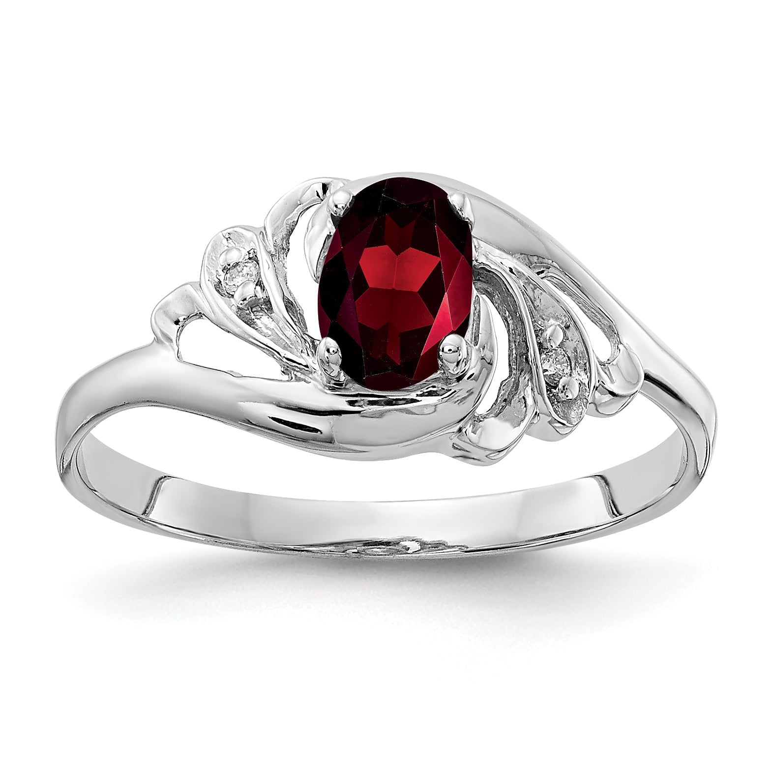 Solid 14k White Gold 6x4mm Oval Simulated Garnet VS CZ Ring