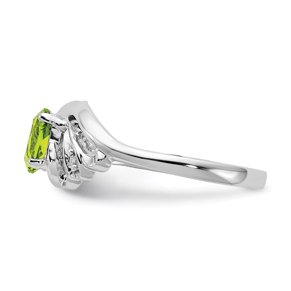 14k White Gold 6x4mm Oval Peridot A Real Diamond ring