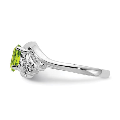14k White Gold 6x4mm Oval Peridot A Real Diamond ring
