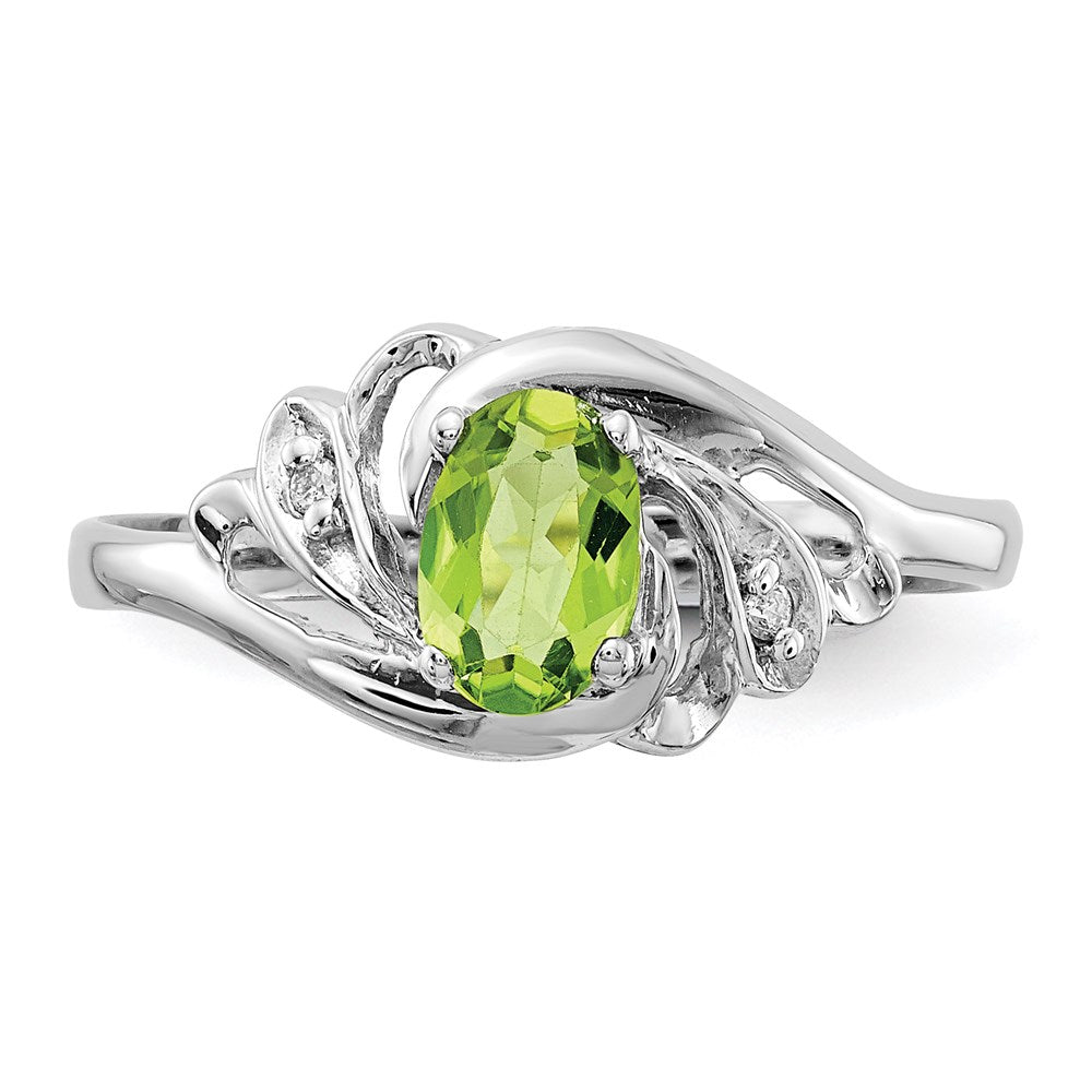 14k White Gold 6x4mm Oval Peridot A Real Diamond ring