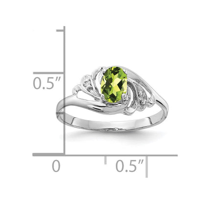 14k White Gold 6x4mm Oval Peridot A Real Diamond ring